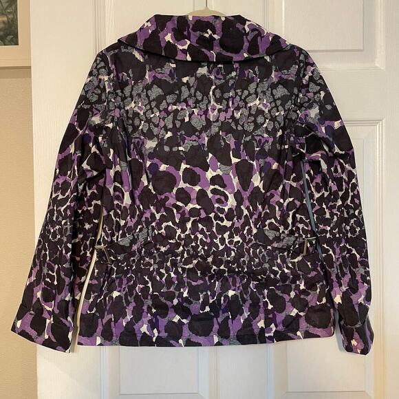 Chico’s Zenergy Women’s Medium Rain Jacket Purple Black Zip Up Lightweight - Picture 2 of 15